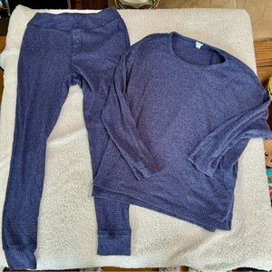 Aerie blue waffle long sleeve sleep outfit